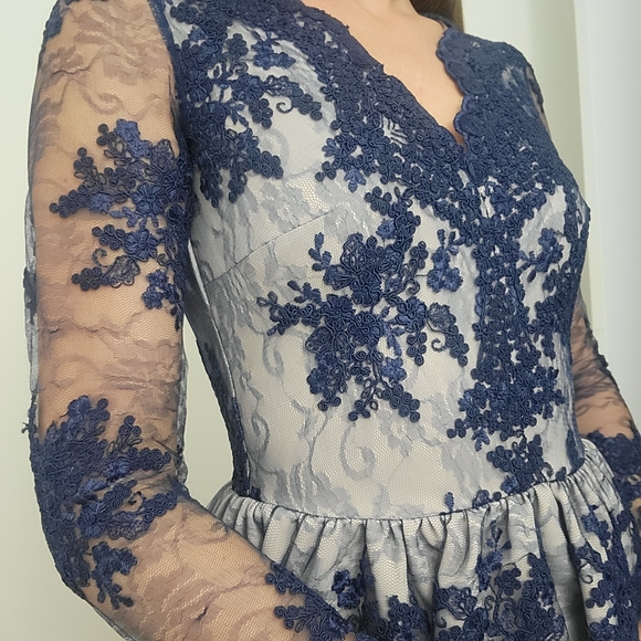 Royal blue Emo mesh and lace special event dress - Picture 8 of 10